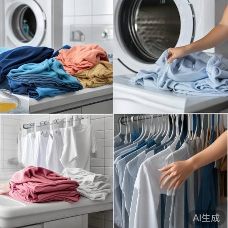 洗易掉色衣物需手洗，棉T恤可晾