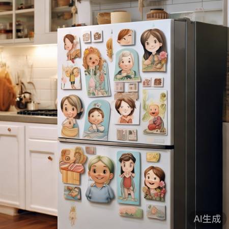 冰箱贴画，妈妈专属，温馨有爱。