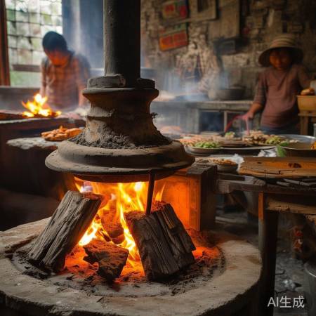 柴火灶古老烹饪,升级集成灶环保