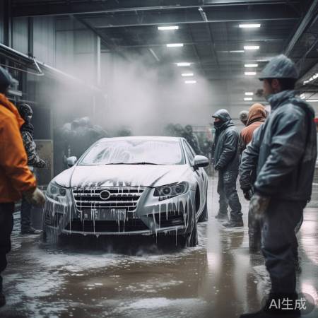 冬天洗车防滑倒，干燥或撒沙增摩