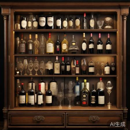酒柜装饰：酒标、开瓶器、酒塞点