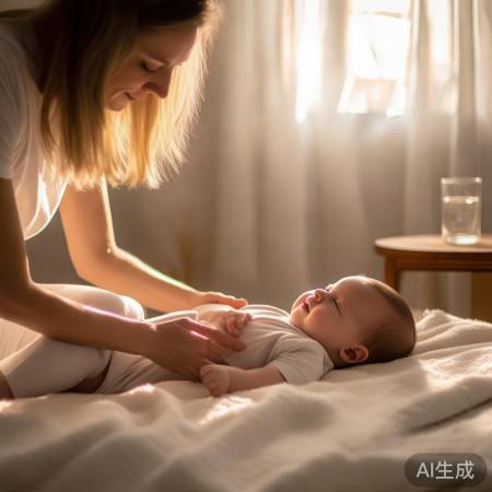 宝宝胀气,抚触温水助排气