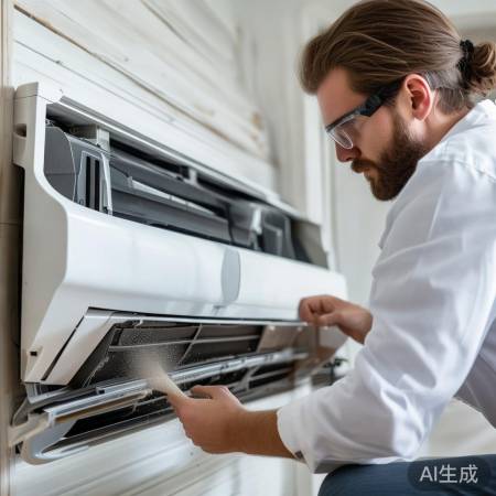 空调内部检查，异物灰尘影响通电
