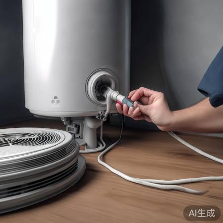 连接空气能热水器电源，确保安全