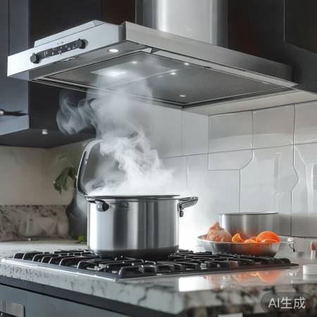 “油烟机自动换档，烹饪无忧！”