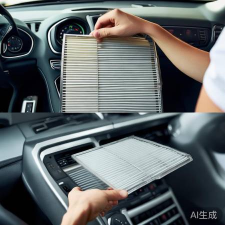 更换空调滤芯，新旧对比检查。