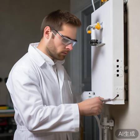 壁挂炉安装孔定位，螺丝卸除，罩