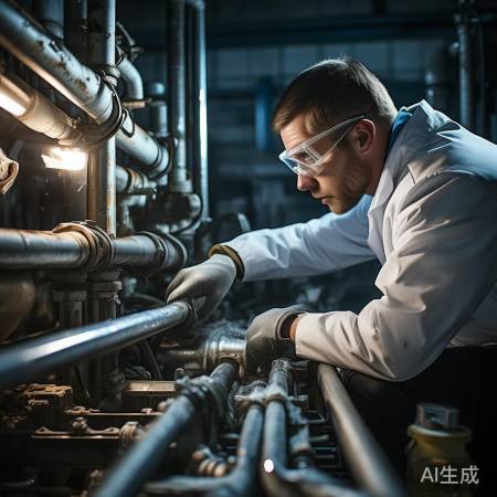 燃气管道检查，肥皂水验漏气