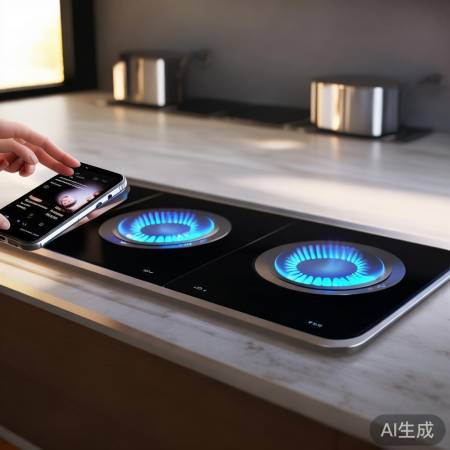 美的燃气灶，智能双灶，手机控火