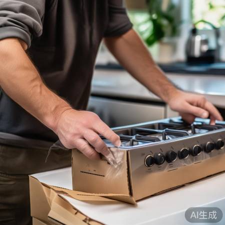 检查包装完好，取出灶具，详读说