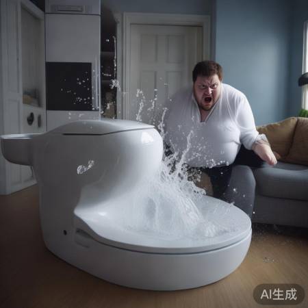 胖子坐智能马桶，水量失控惊客尖