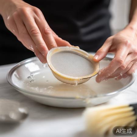 清洁过滤网:温水洗洁精,轻柔刷