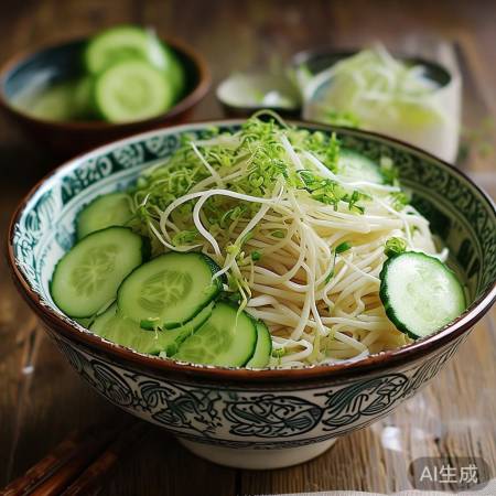 夏日清爽凉皮面，冰镇蔬菜消暑佳
