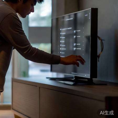 “电视调设话筒,按提示操作。”