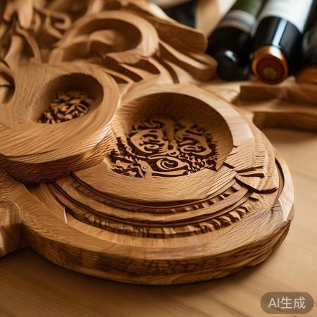 橡木雕件，质感美，寓意佳。