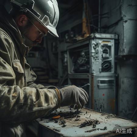 拆卸中央空调旧风机，小心勿损。