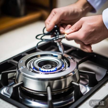 拆卸燃气灶燃烧器，螺丝刀轻拔，