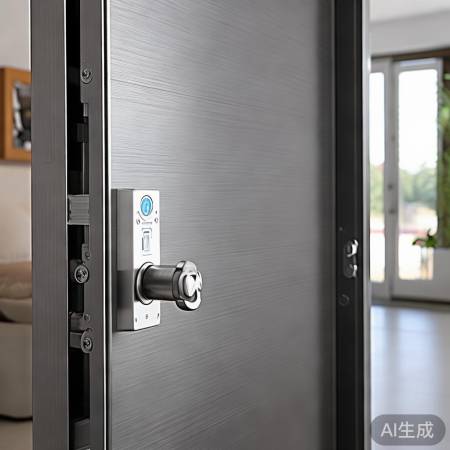 超薄安全门，防盗锁具多重防护。