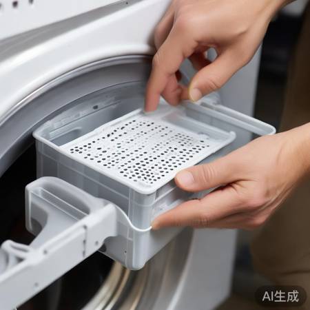 “换新滤盒，小孔对固定孔，装回