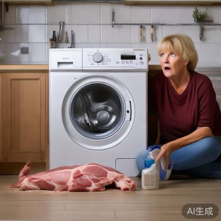 洗衣机禁洗猪肉,不卫生还损机。