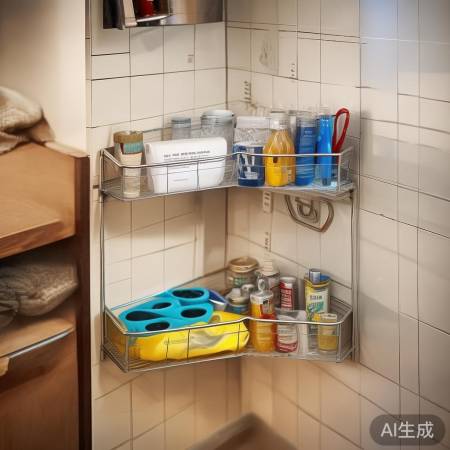 厨房角落巧置物架，空间节省又便