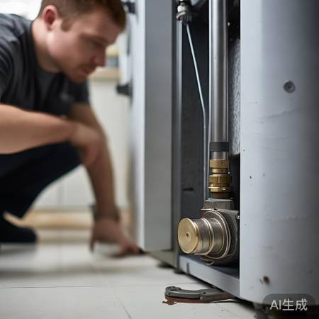 燃气管道检查，调器底座安全。