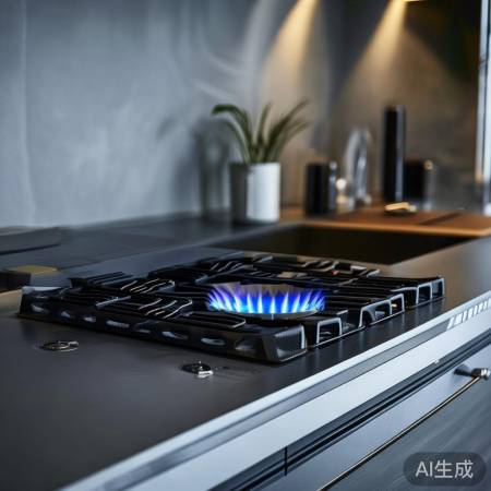 高性能节能燃气灶，时尚现代厨房