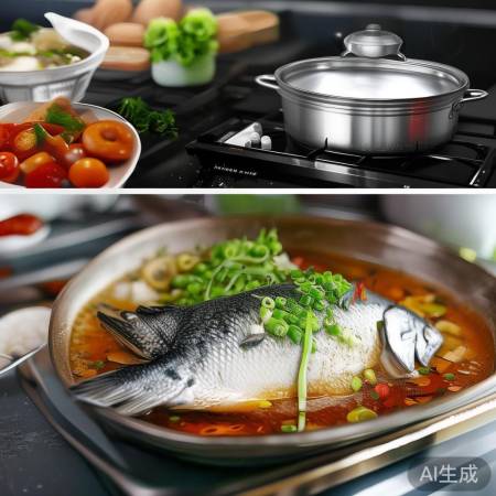 集成灶蒸箱蒸清蒸鱼，简单营养。