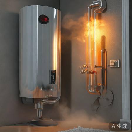 壁挂炉加热热水，温控调节至设定