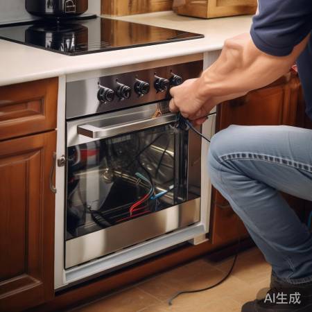 安装集成灶，电源连接检查。