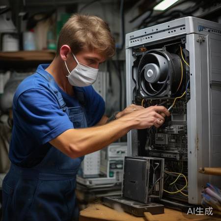 拆卸风扇，拧螺丝或拔卡扣