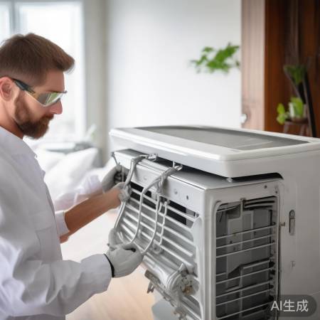 拆空调装饰罩，扳卡扣取下。